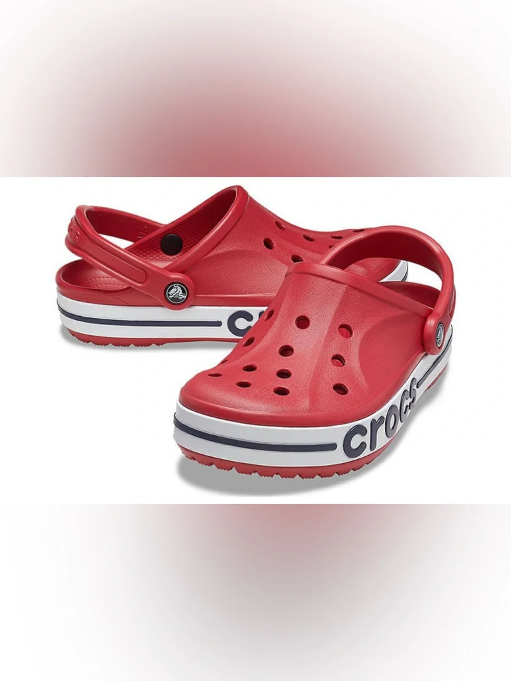🆕 Crocs Bayaband Clogs Red/White Men’s Size 10 NWT Lightweight Comfort